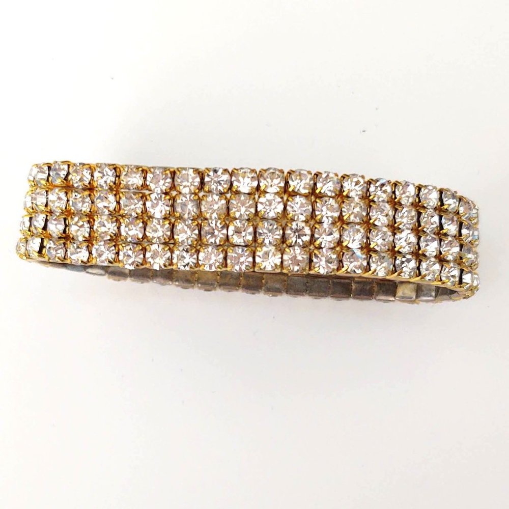 Gold and cz stretch bracelet - Picture 4 of 5